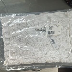 Alice + Olivia White Crochet Shell Top